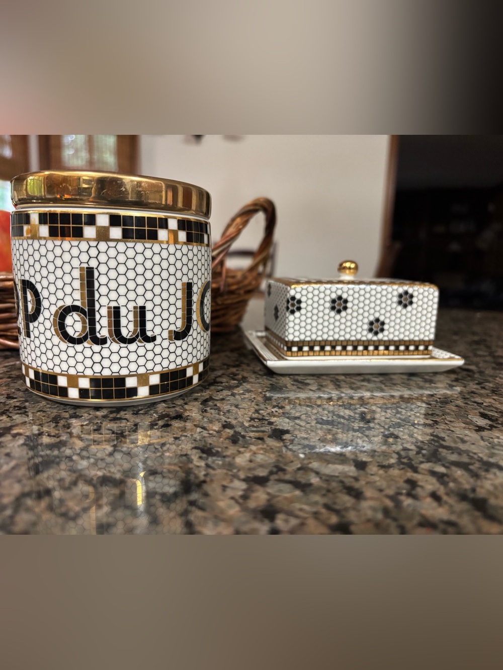Anthropologie Bistro Scoop Du Jour Canister and Hello Butter Dish Set